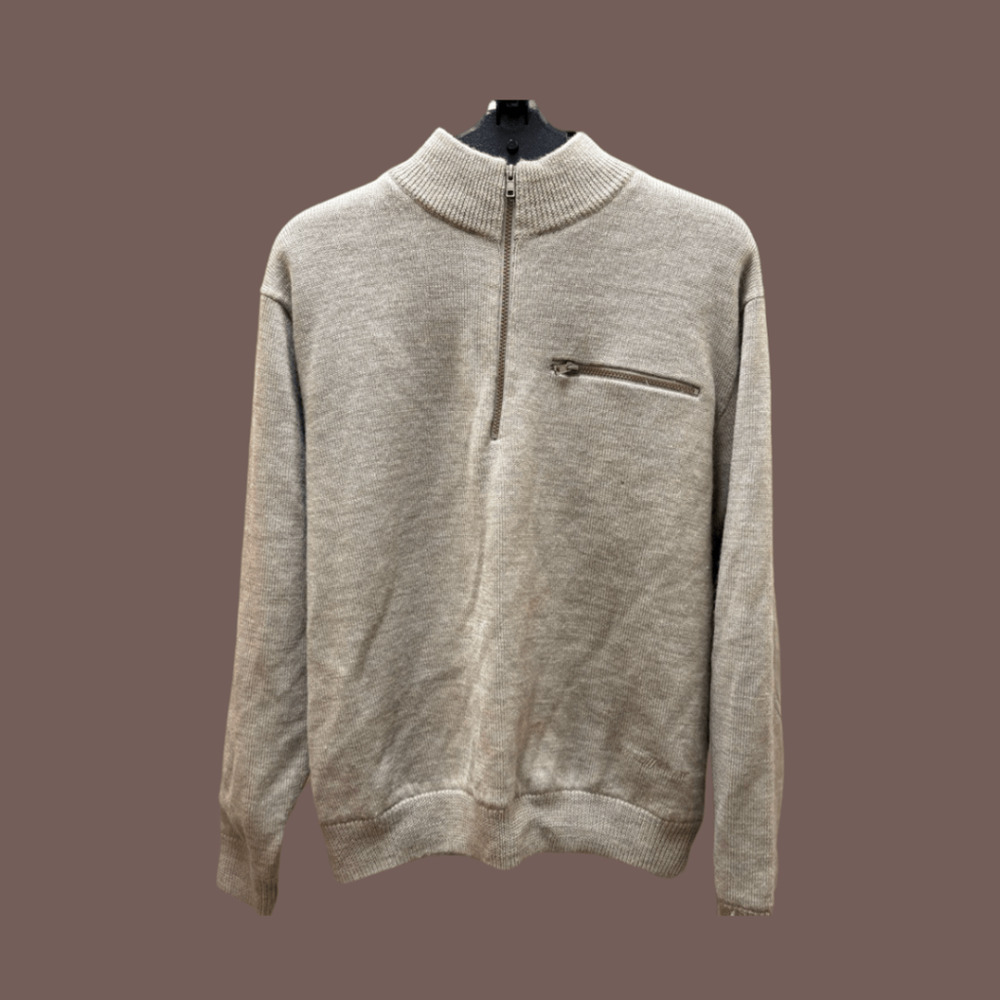 Cabelas HalfZip Sweater  Wool Blend Beige  Size L  Vintage